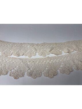Handcrafted Crochet Lace Trim 2" x 38" Circle Cream Vintage